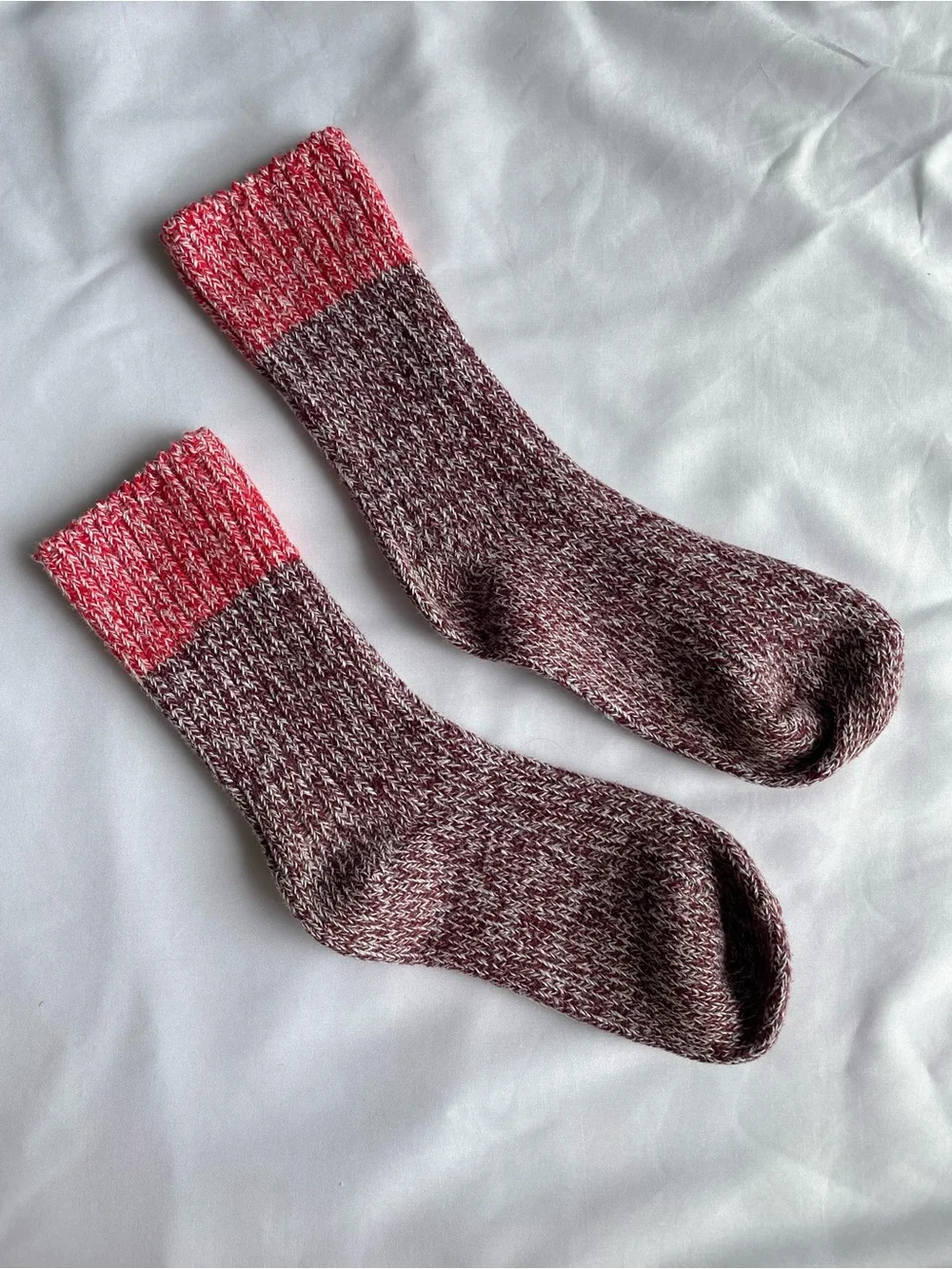 aerie Marled Crew Socks with Pink Cuff
